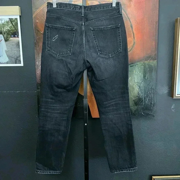 Vince Vintage Straight Jeans Black Wash Distressed - Picture 4 of 12